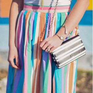 ModCloth Pastel Rainbow Stripe Pleated Skirt